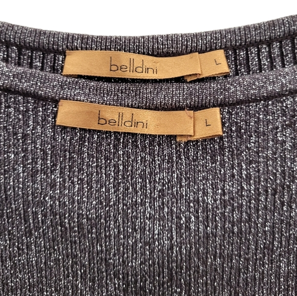 Belldini Sparkly Grey White Striped Tank Top and Sweater Set Large - Picture 7 of 9